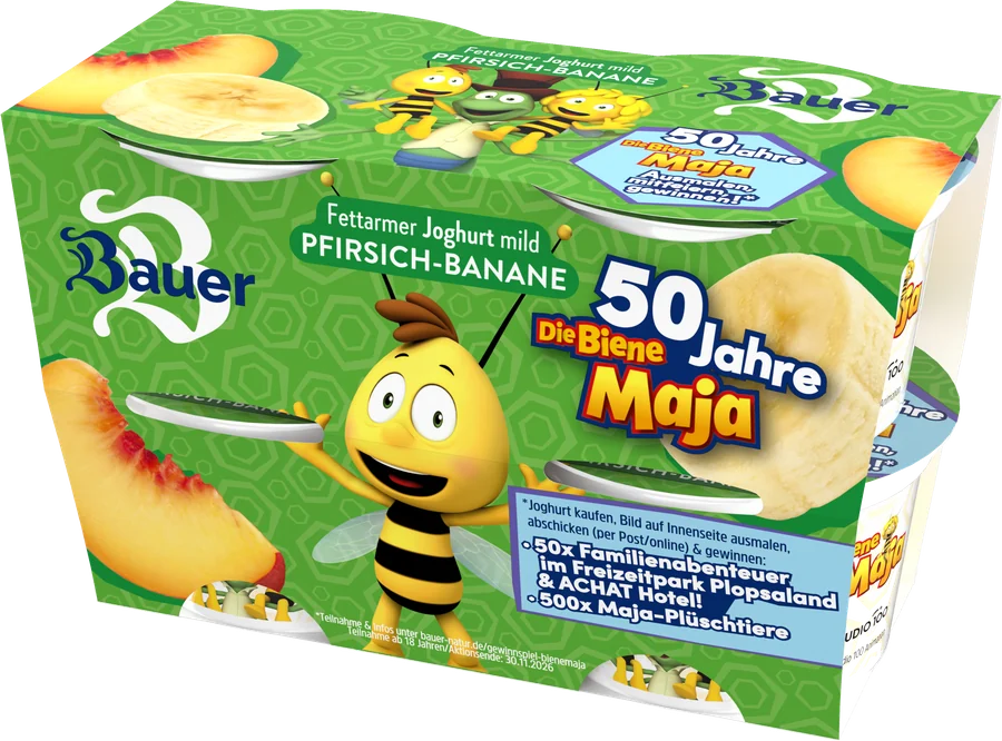 Viererpack Kinderfruchtjoghurt Die Biene Maja Pfirsich-Banane